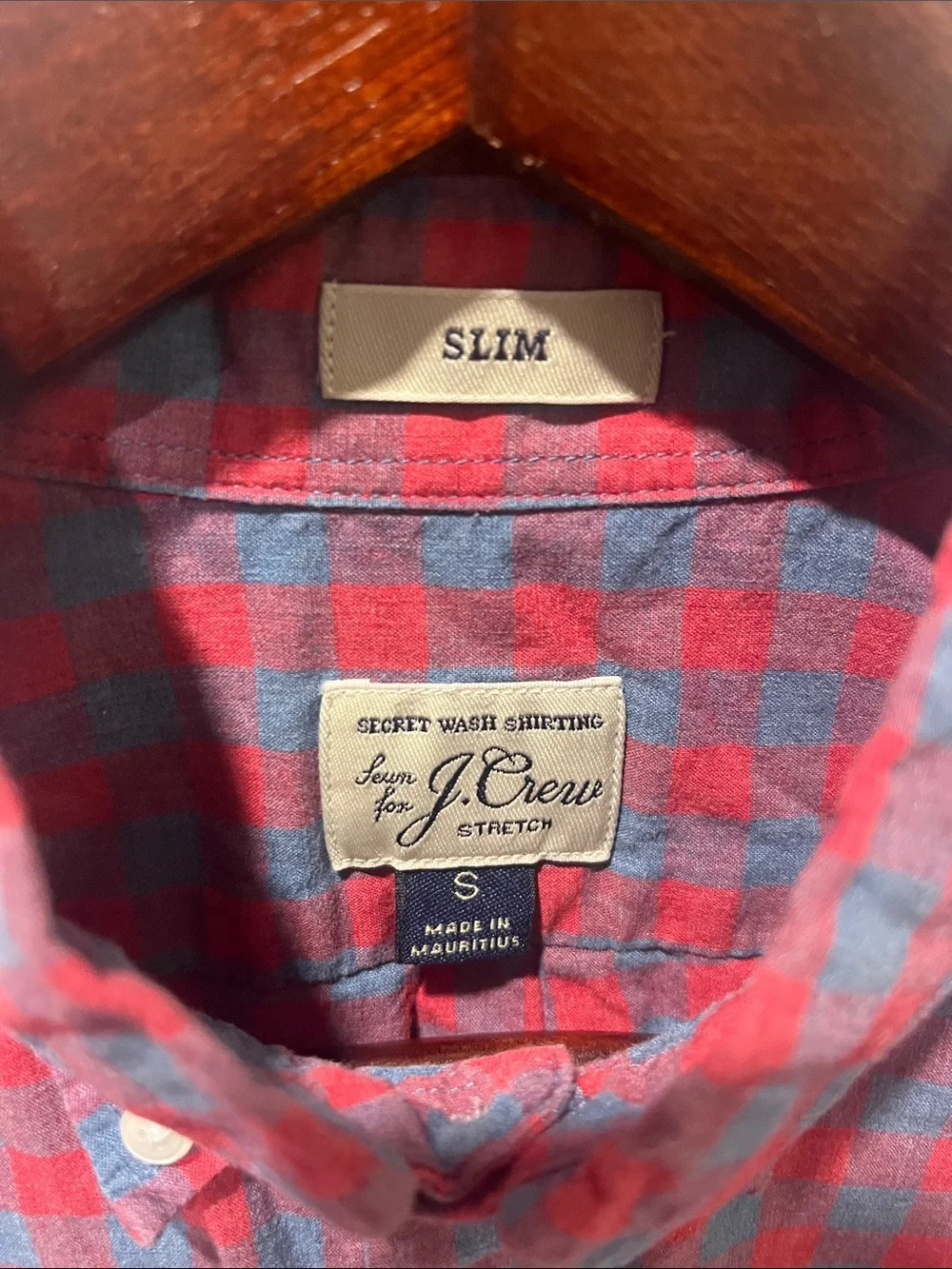 J. Crew Blue and Red Check Button-Down Shirt